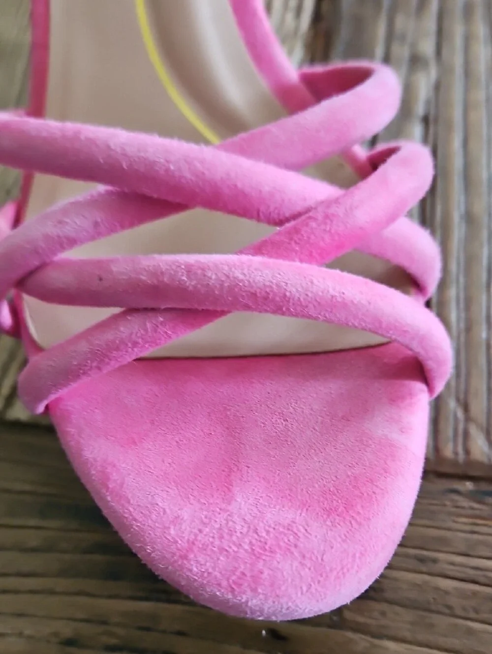 Cole Haan Pink Strappy Suede Block Heel Sandals
